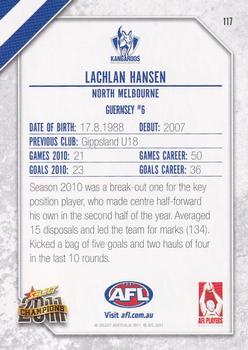 2011 Select AFL Champions #117 Lachlan Hansen Back